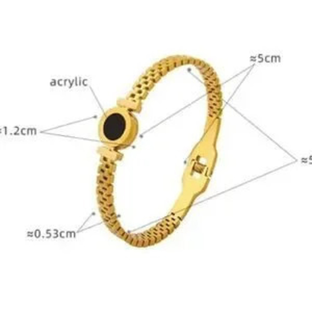Roman Numerals Black Acrylic Stainless Steel Bracelet